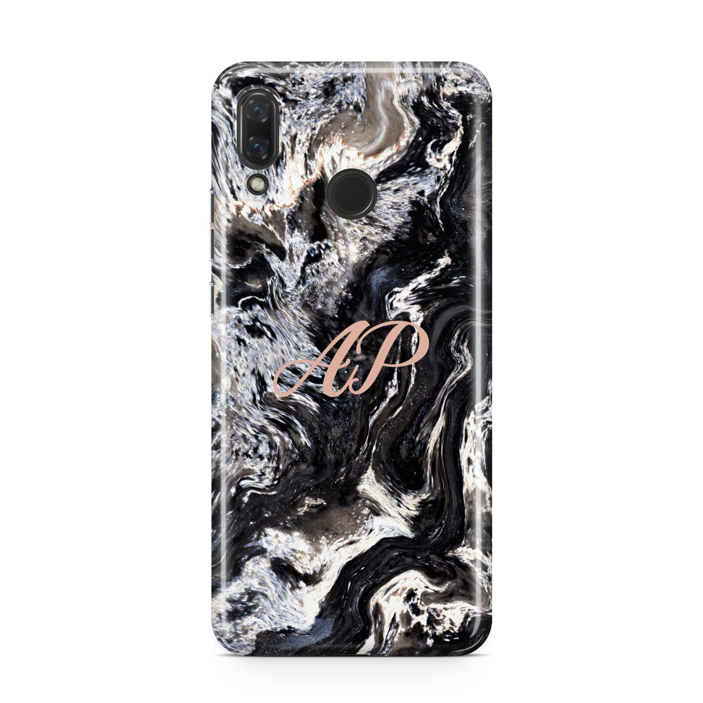 Custom Black Swirl Marble Huawei Nova 3 Phone Case