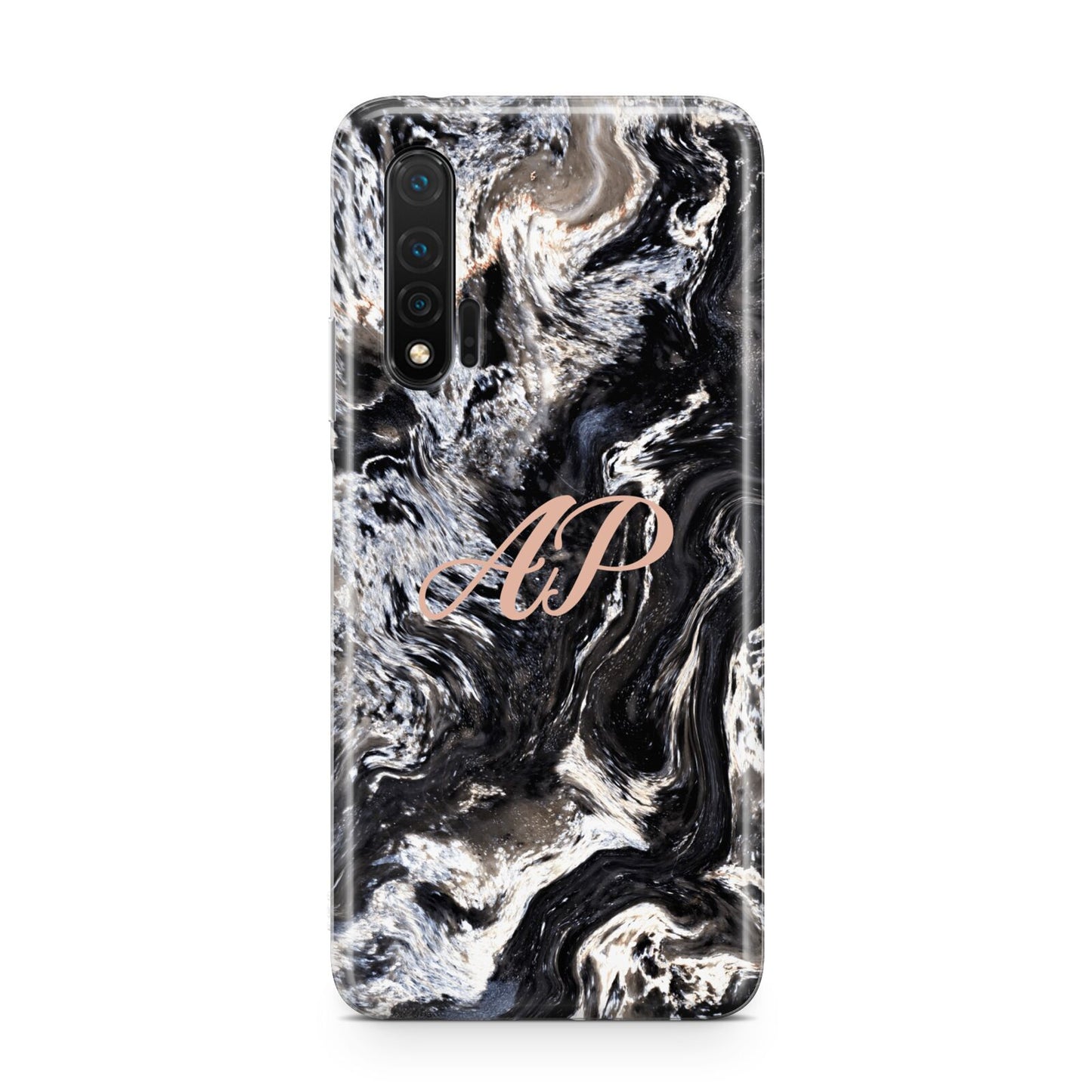 Custom Black Swirl Marble Huawei Nova 6 Phone Case