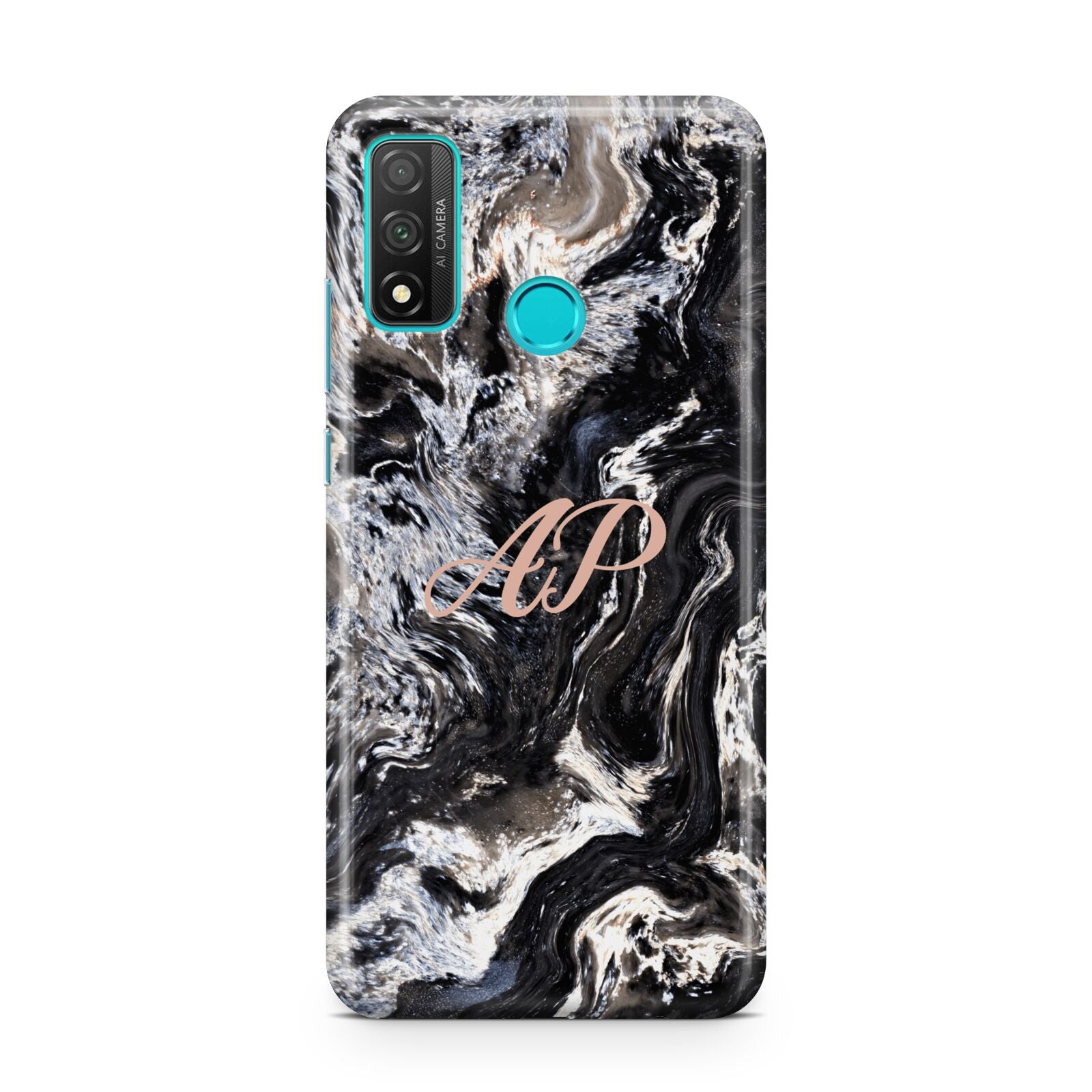 Custom Black Swirl Marble Huawei P Smart 2020