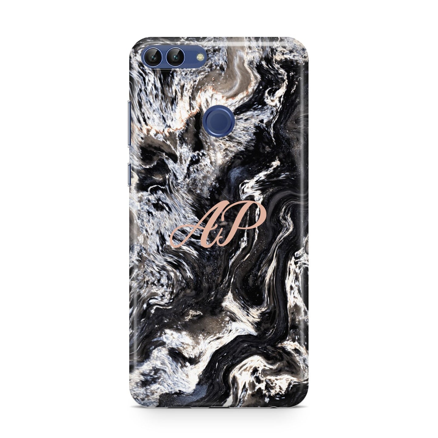 Custom Black Swirl Marble Huawei P Smart Case