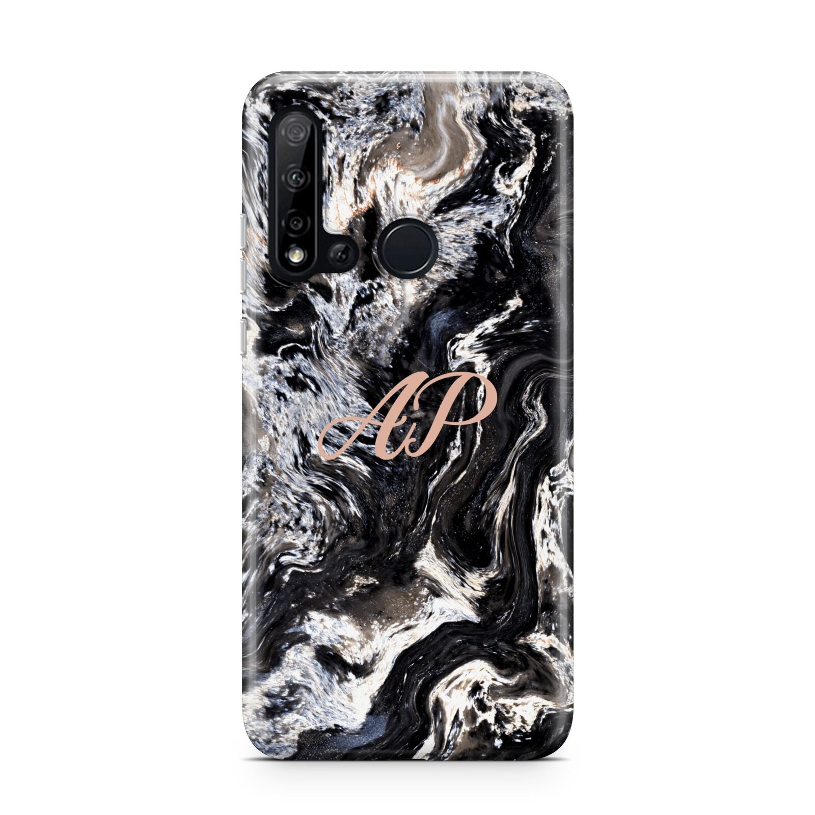 Custom Black Swirl Marble Huawei P20 Lite 5G Phone Case