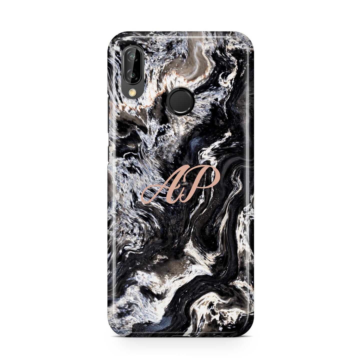 Custom Black Swirl Marble Huawei P20 Lite Phone Case