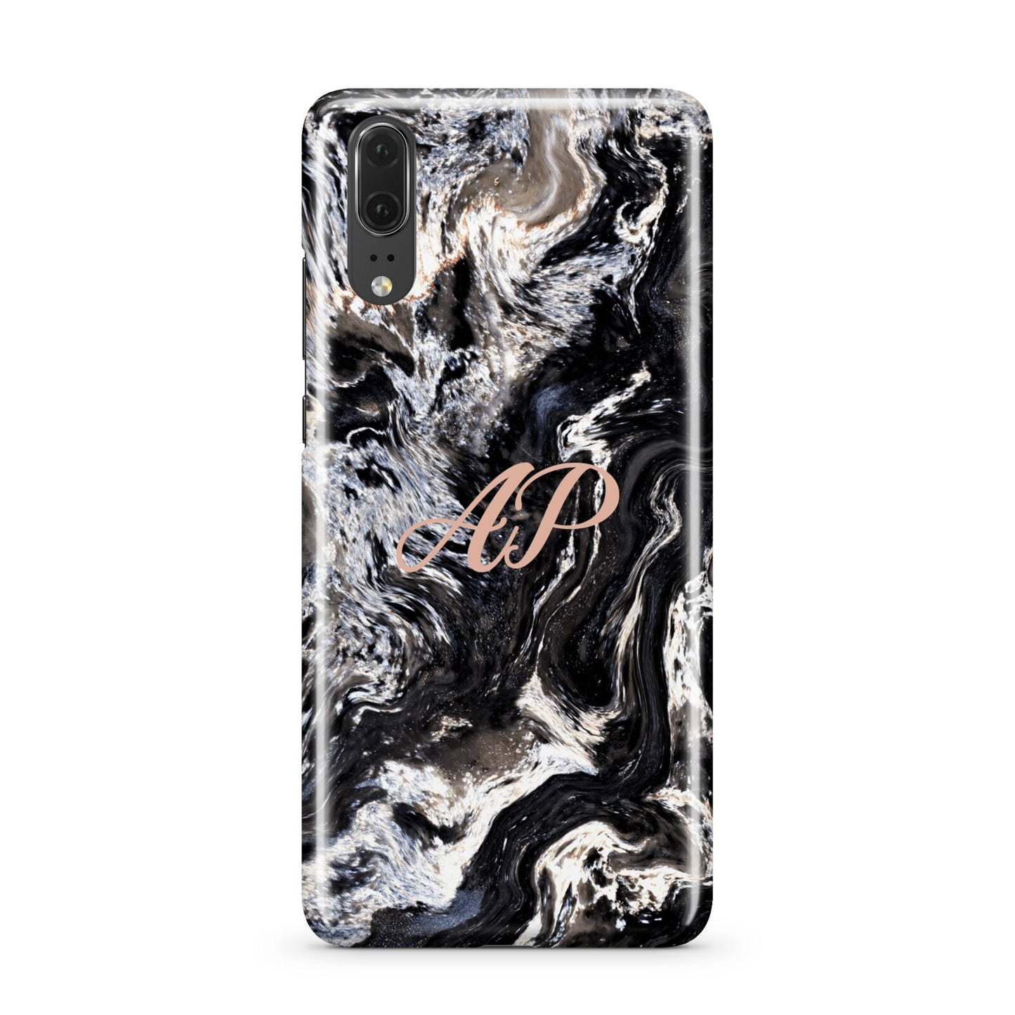 Custom Black Swirl Marble Huawei P20 Phone Case