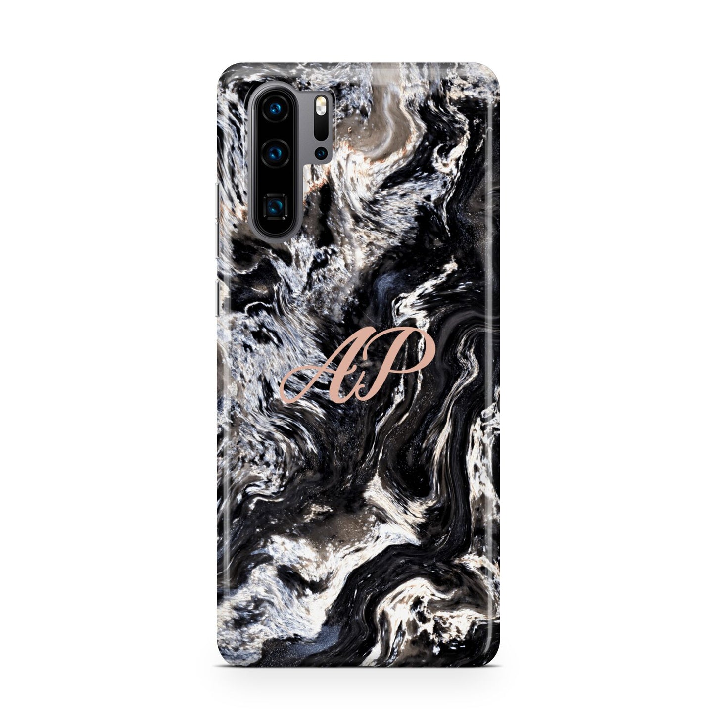 Custom Black Swirl Marble Huawei P30 Pro Phone Case