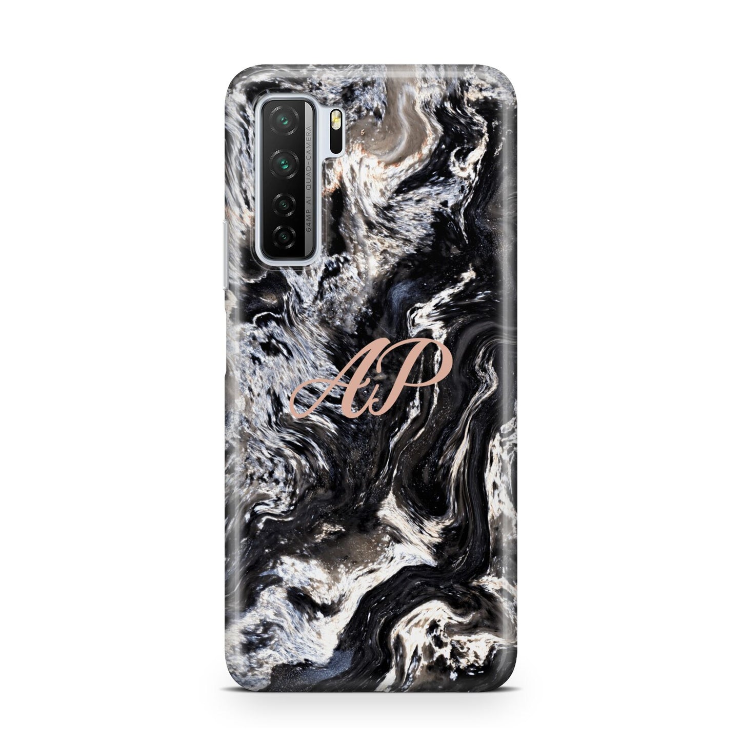 Custom Black Swirl Marble Huawei P40 Lite 5G Phone Case