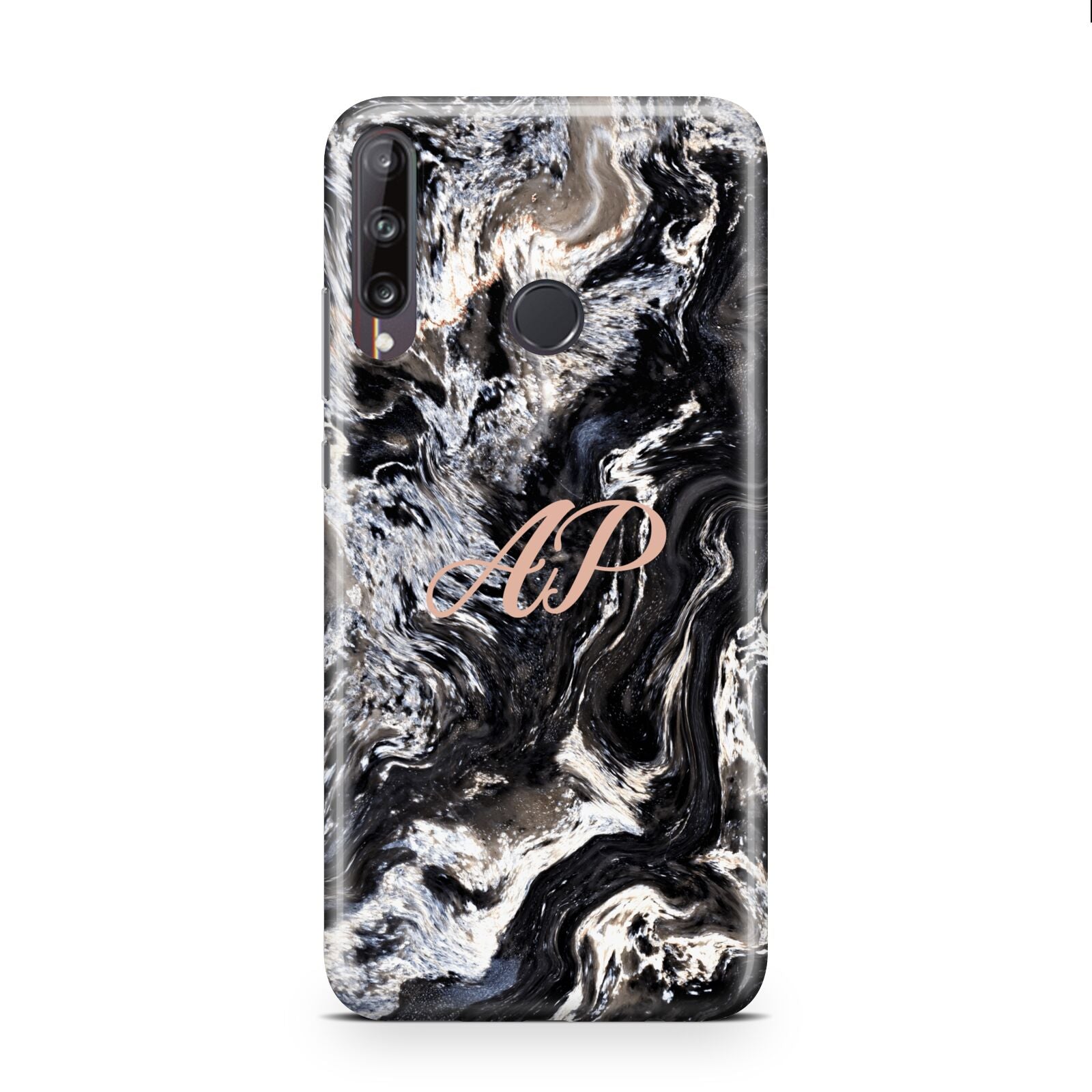 Custom Black Swirl Marble Huawei P40 Lite E Phone Case