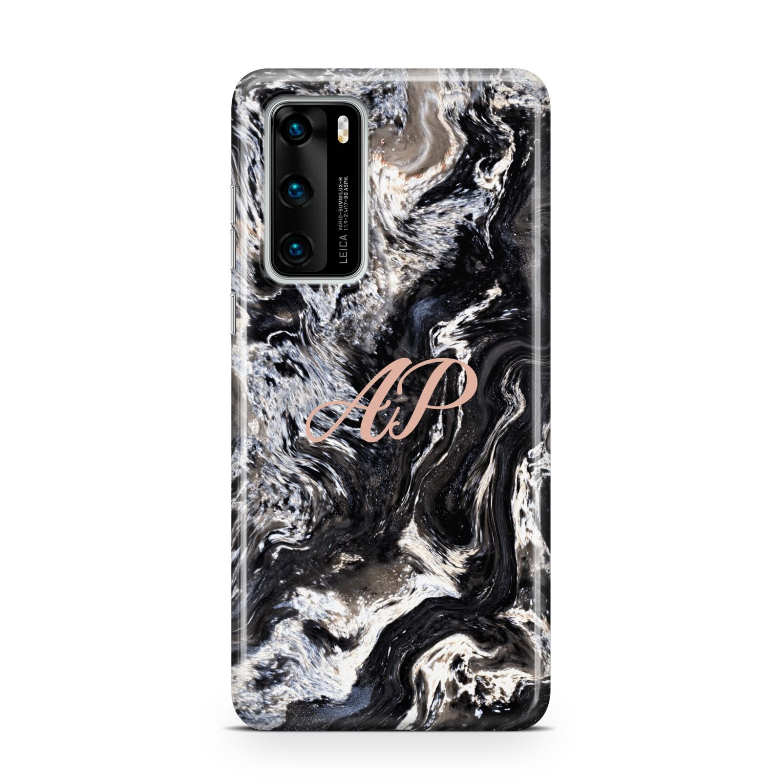 Custom Black Swirl Marble Huawei P40 Phone Case