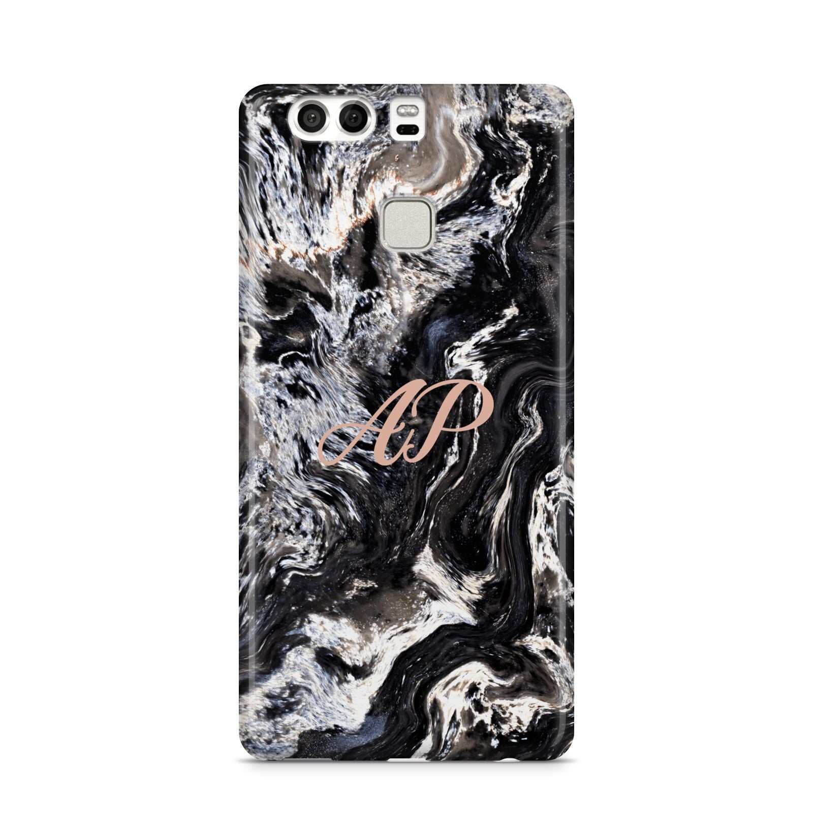 Custom Black Swirl Marble Huawei P9 Case