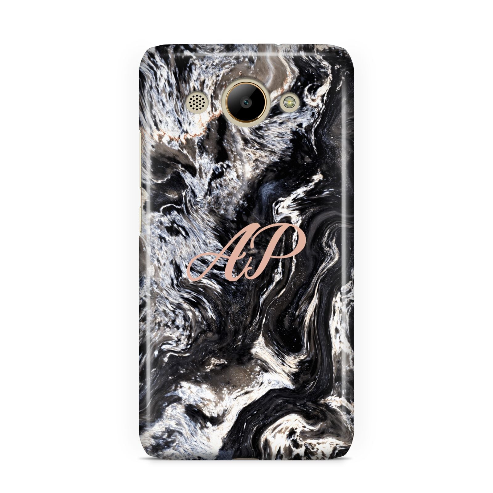 Custom Black Swirl Marble Huawei Y3 2017