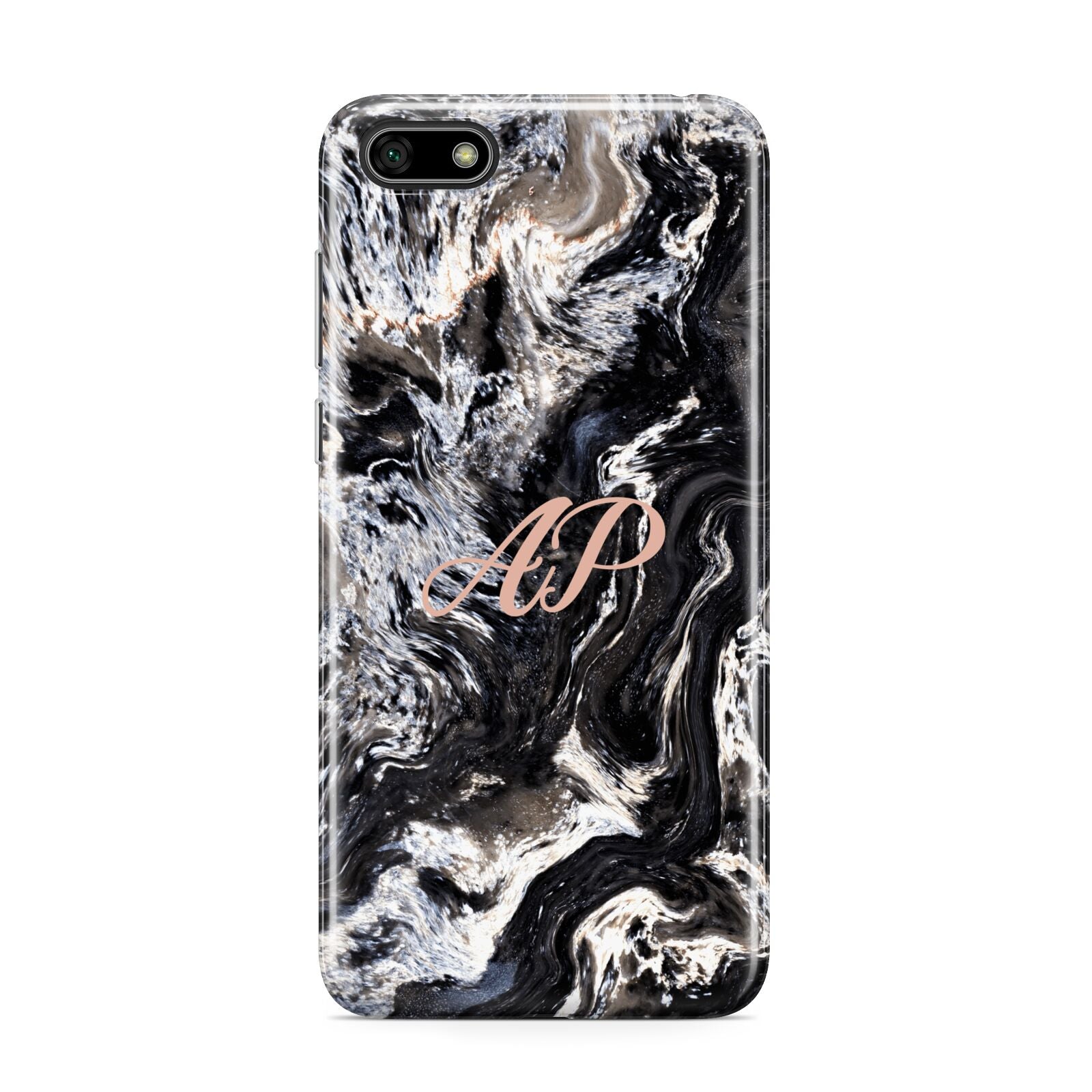 Custom Black Swirl Marble Huawei Y5 Prime 2018 Phone Case