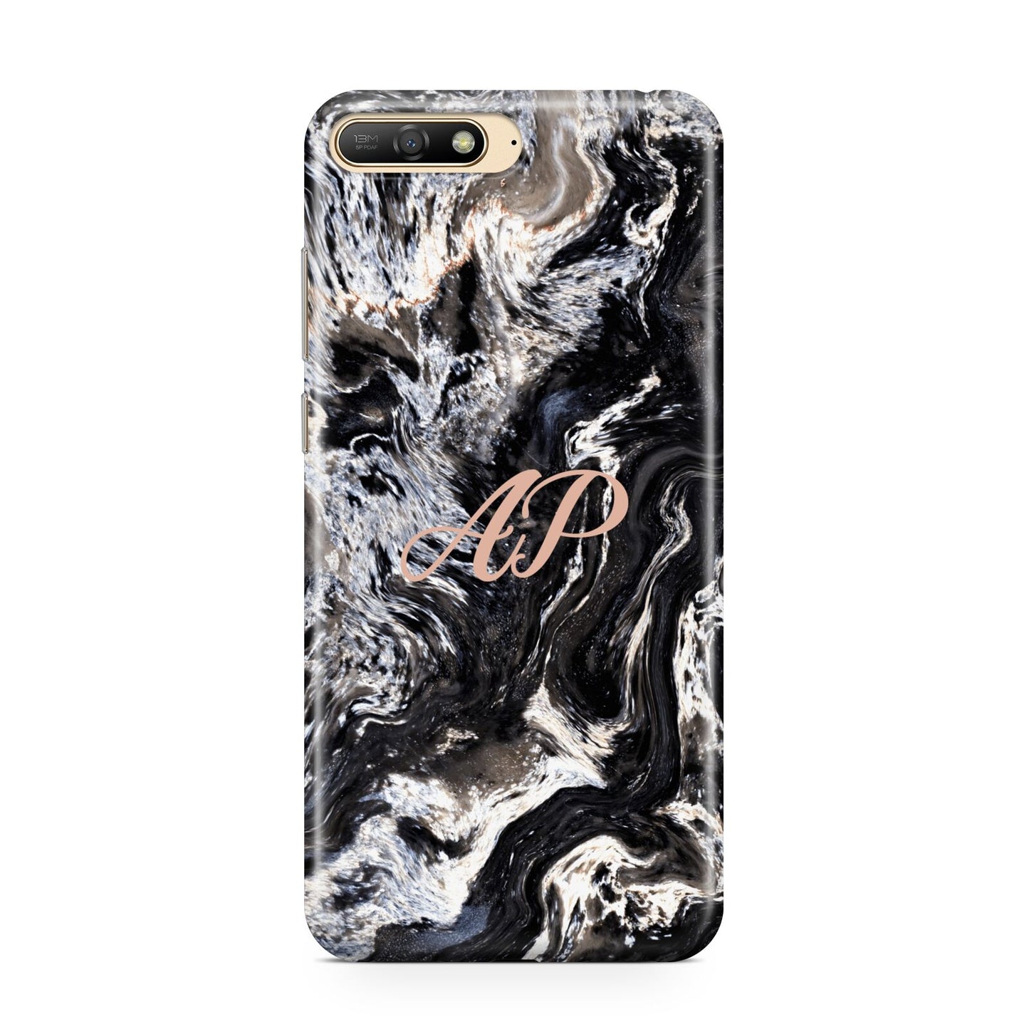 Custom Black Swirl Marble Huawei Y6 2018