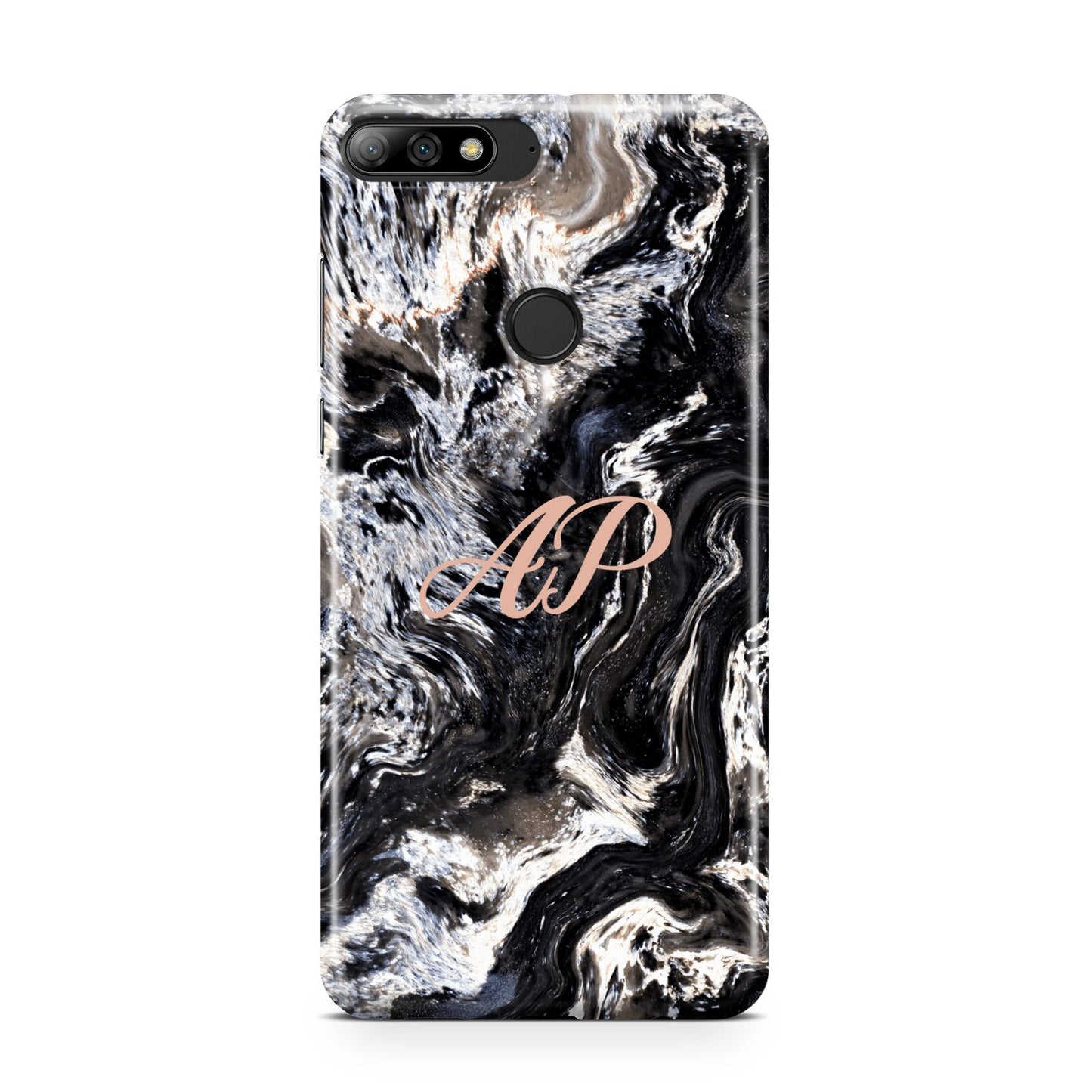 Custom Black Swirl Marble Huawei Y7 2018