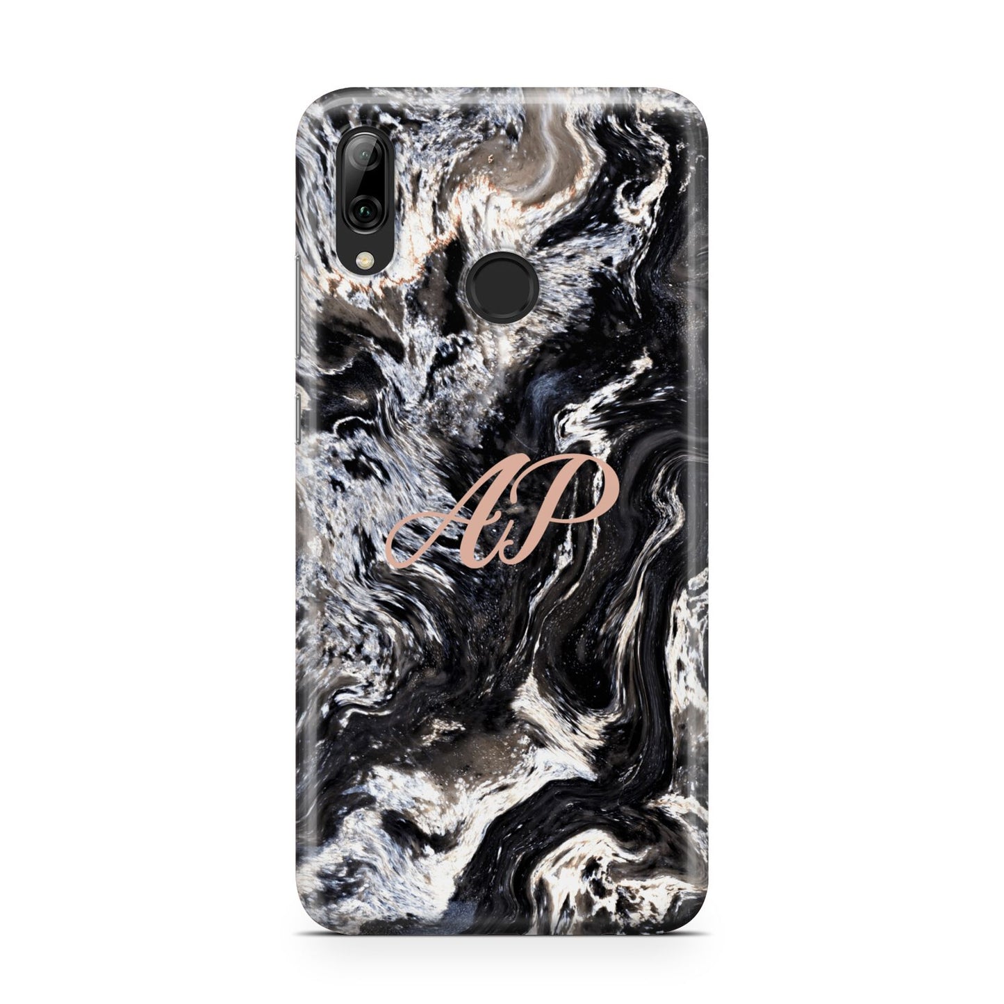 Custom Black Swirl Marble Huawei Y7 2019