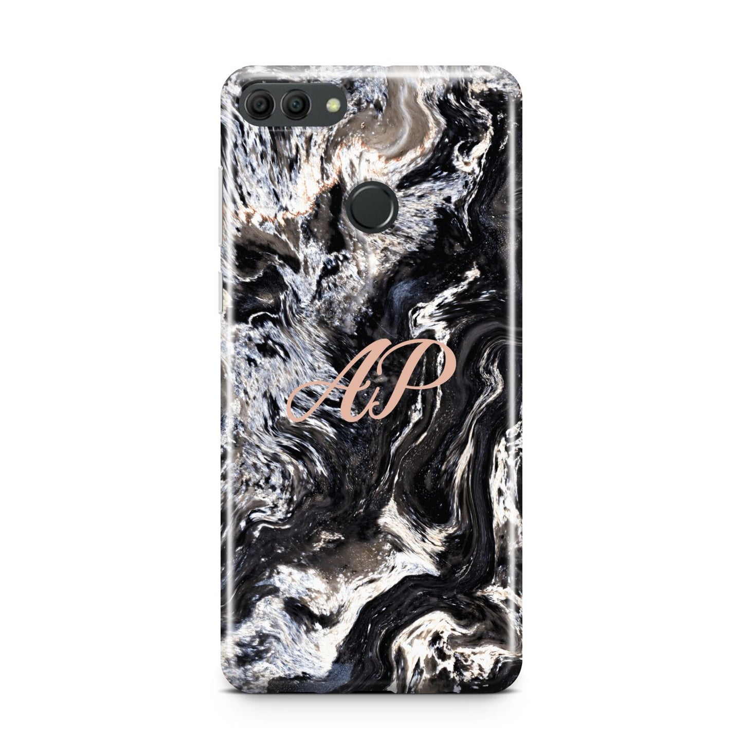 Custom Black Swirl Marble Huawei Y9 2018