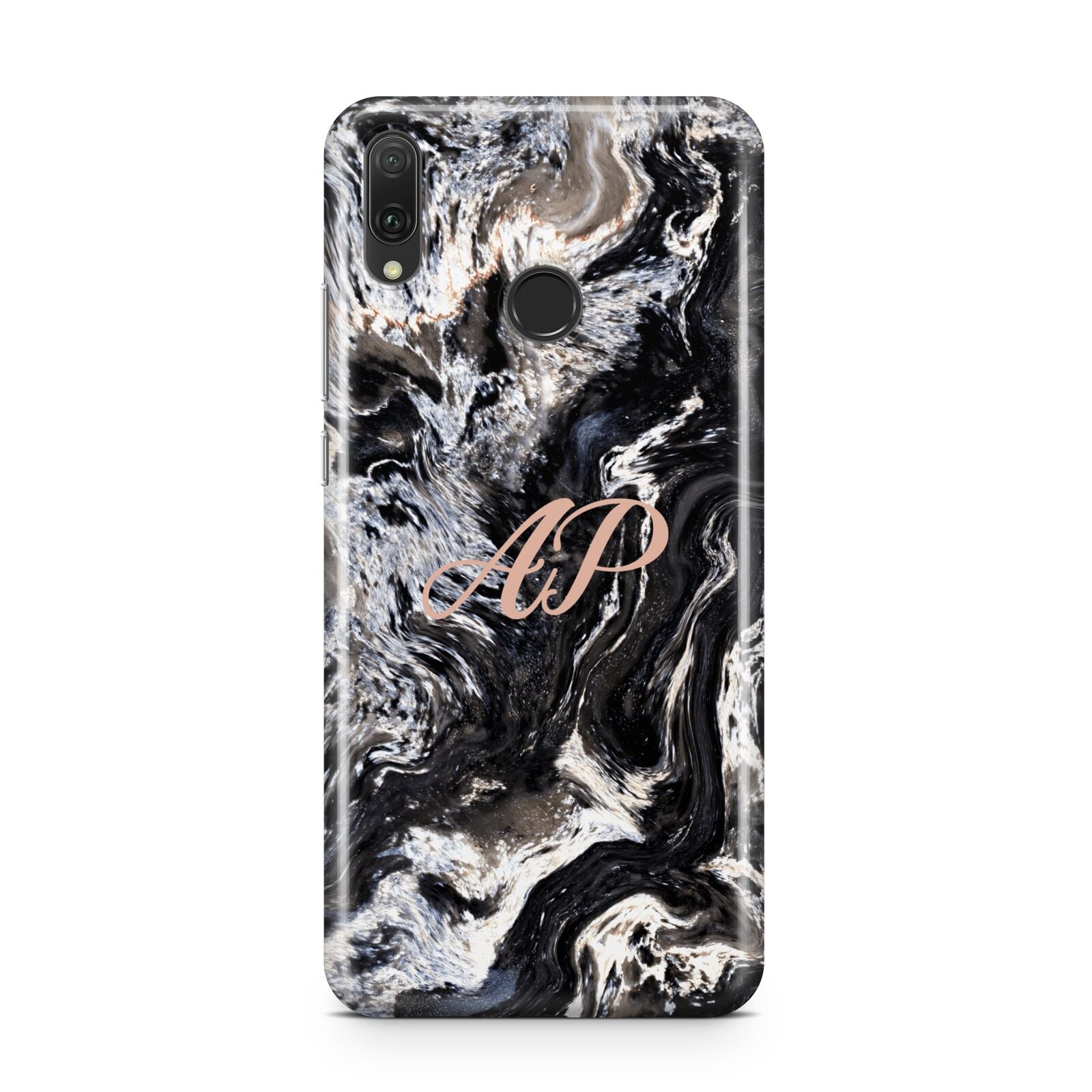 Custom Black Swirl Marble Huawei Y9 2019