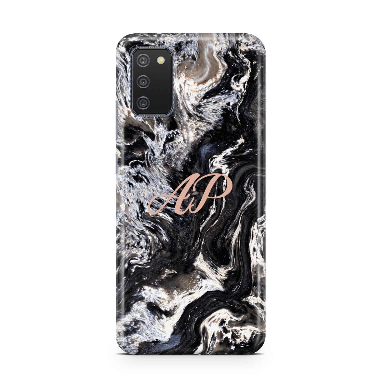 Custom Black Swirl Marble Samsung A02s Case