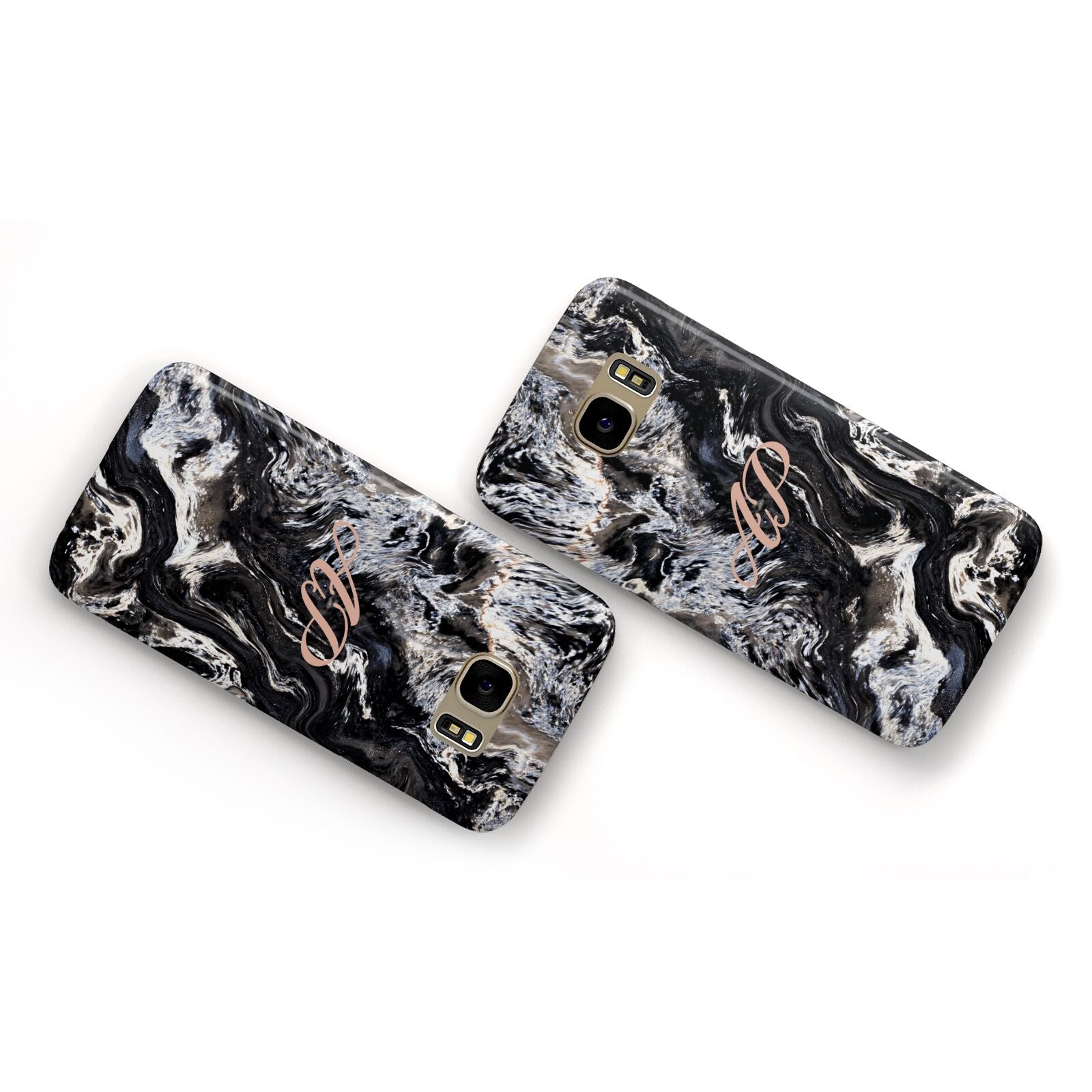 Custom Black Swirl Marble Samsung Galaxy Case Flat Overview