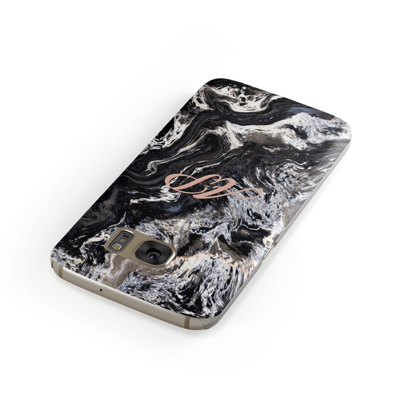 Custom Black Swirl Marble Samsung Galaxy Case Front Close Up