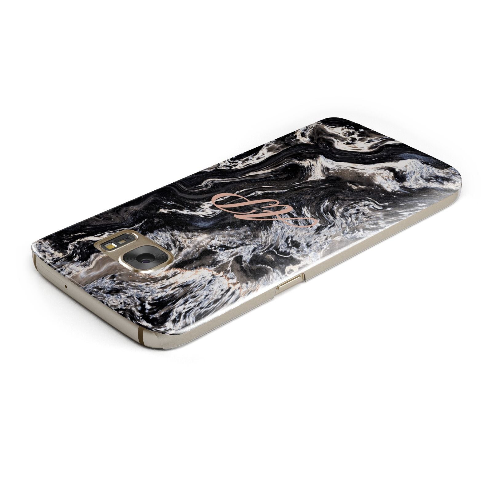 Custom Black Swirl Marble Samsung Galaxy Case Top Cutout