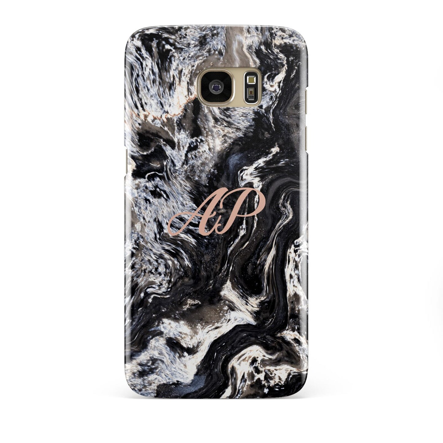 Custom Black Swirl Marble Samsung Galaxy S7 Edge Case