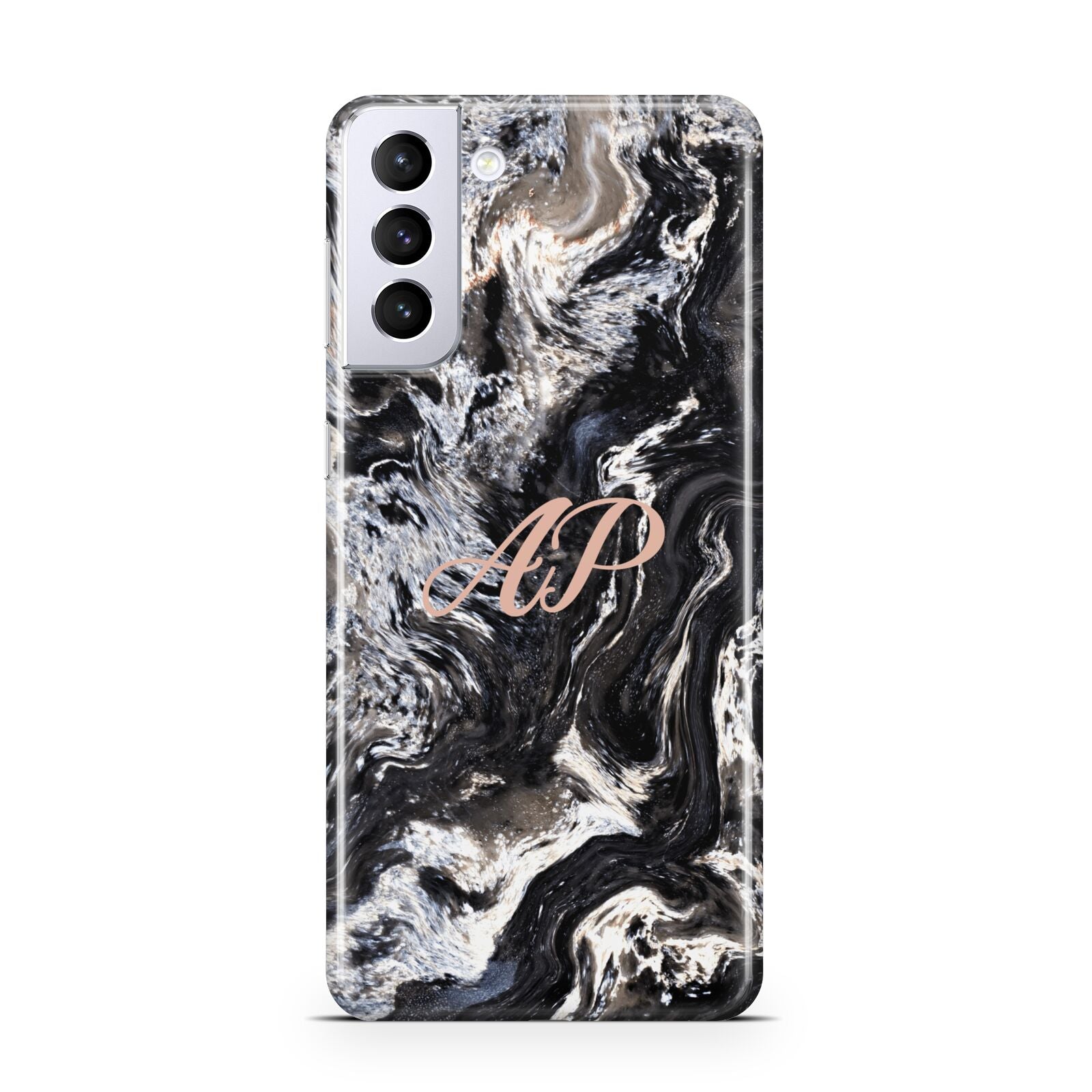 Custom Black Swirl Marble Samsung S21 Plus Case