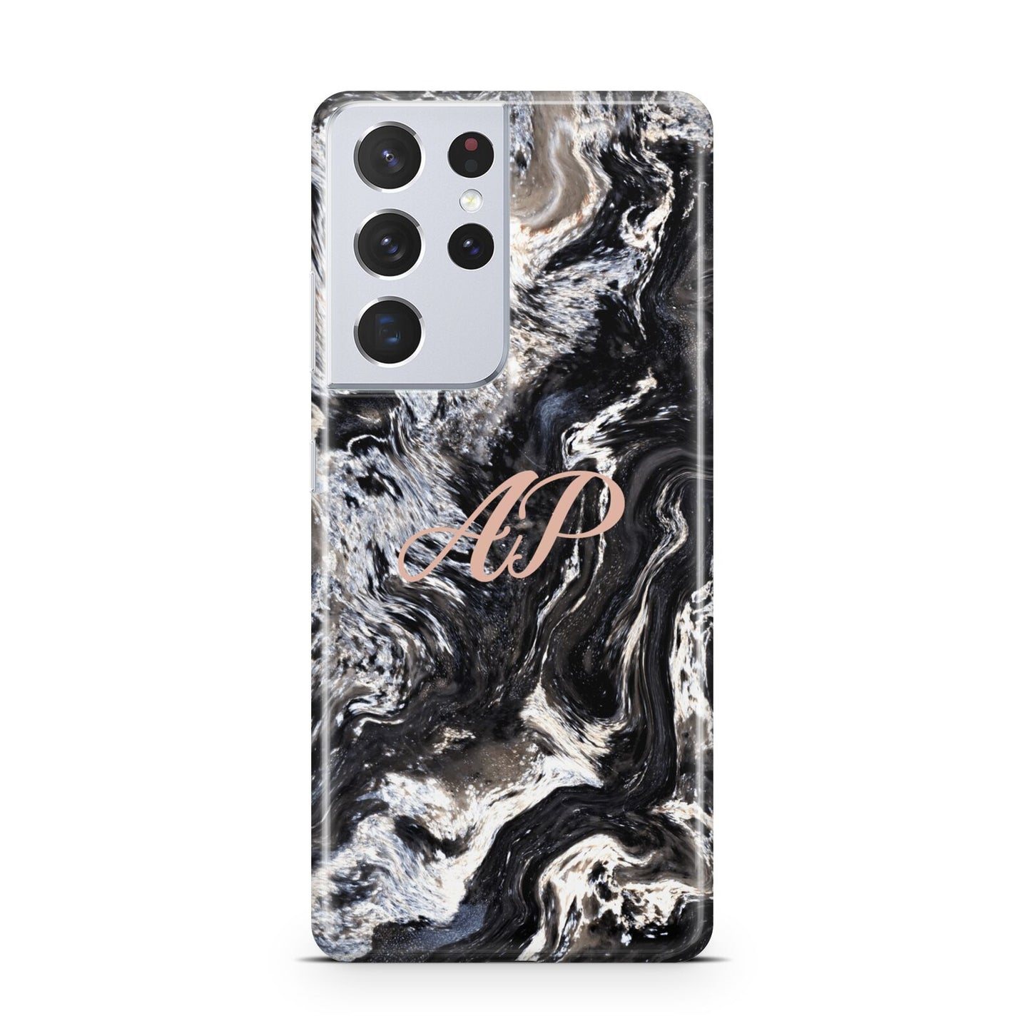 Custom Black Swirl Marble Samsung S21 Ultra Case