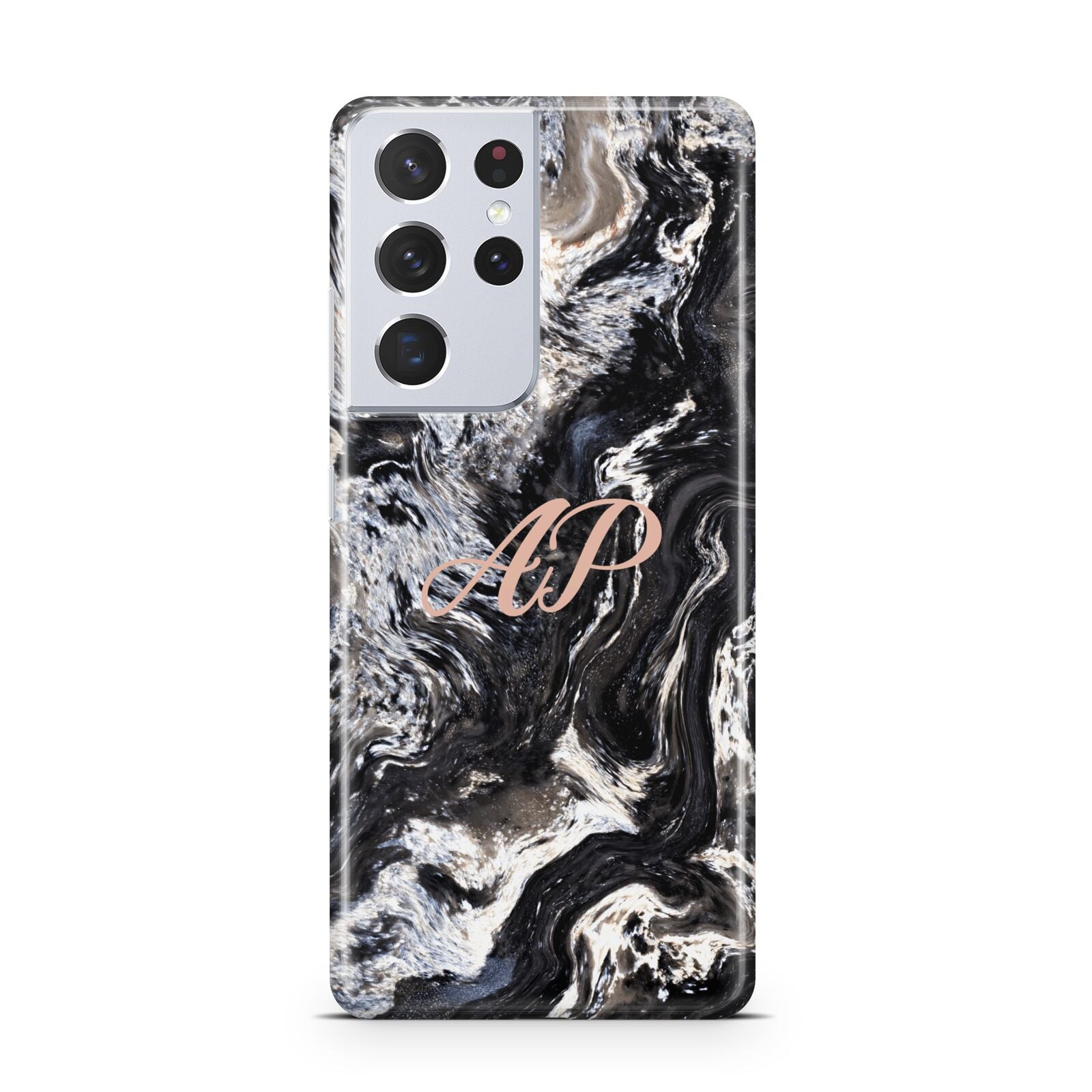 Custom Black Swirl Marble Samsung S21 Ultra Case