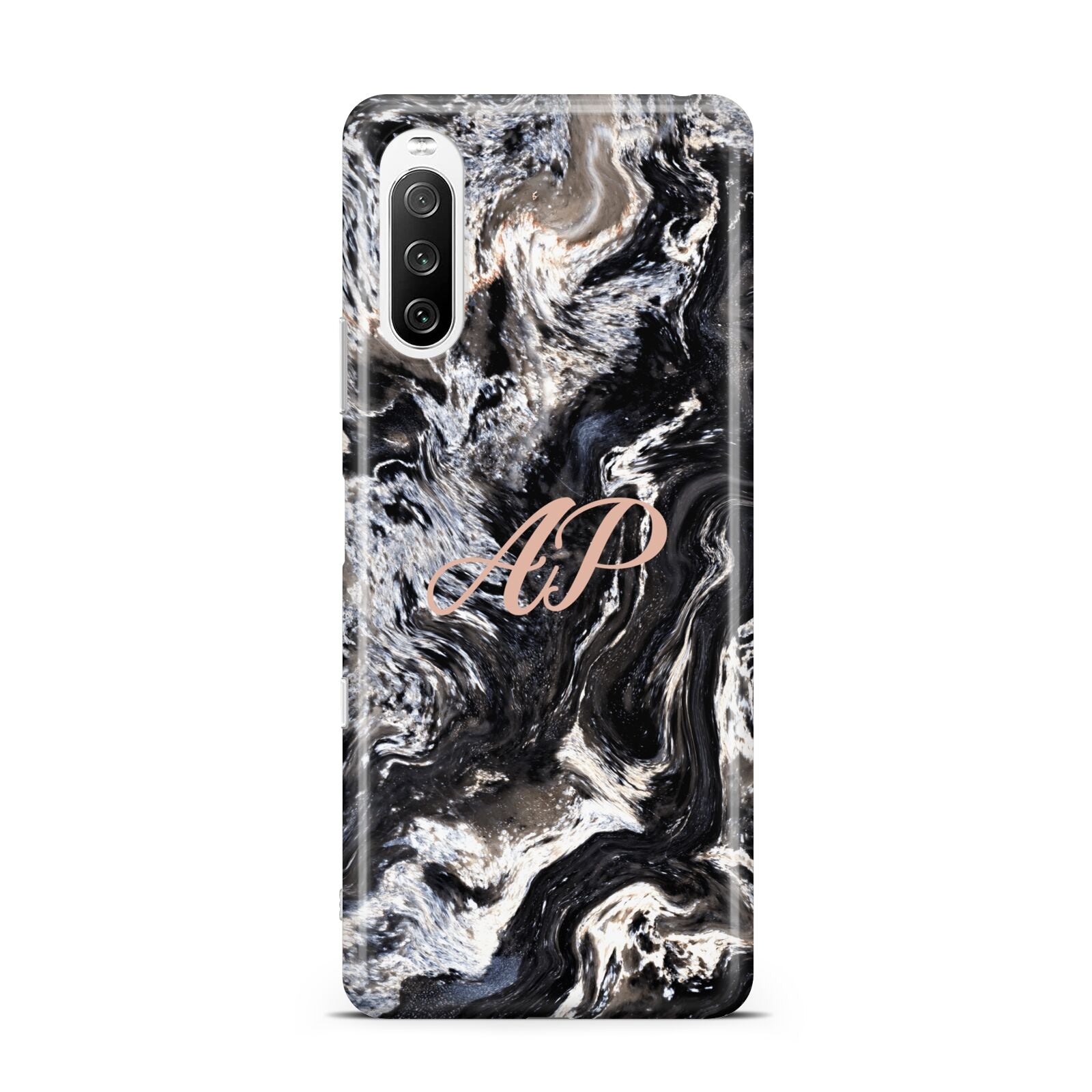 Custom Black Swirl Marble Sony Xperia 10 III Case