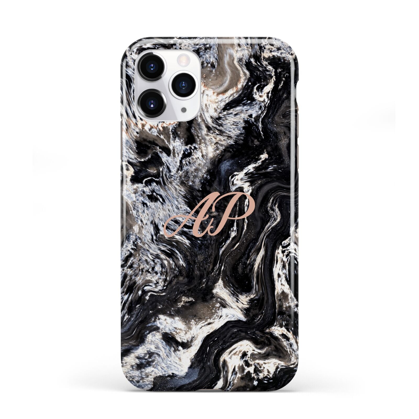 Custom Black Swirl Marble iPhone 11 Pro 3D Tough Case
