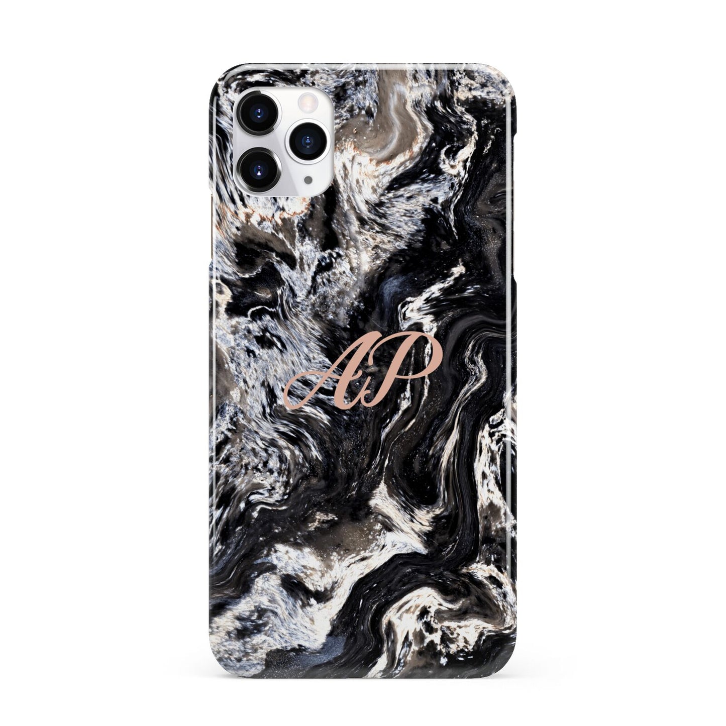 Custom Black Swirl Marble iPhone 11 Pro Max 3D Snap Case