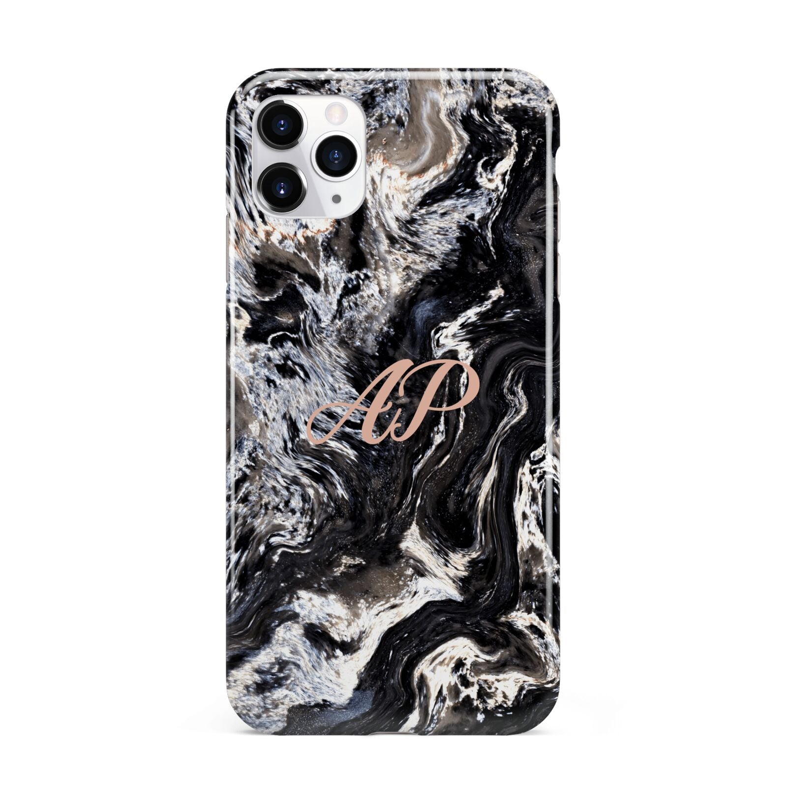 Custom Black Swirl Marble iPhone 11 Pro Max 3D Tough Case