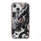 Custom Black Swirl Marble iPhone 13 Mini TPU Impact Case with Pink Edges