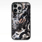 Custom Black Swirl Marble iPhone 13 Pro Black Impact Case on Silver phone