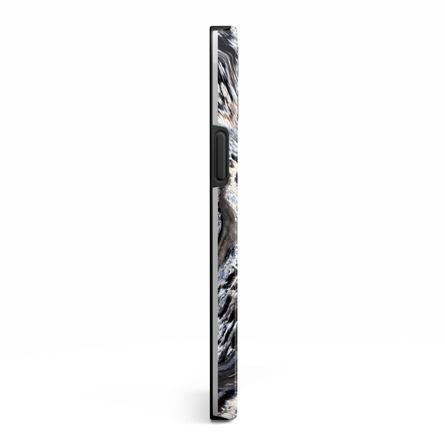 Custom Black Swirl Marble iPhone 13 Pro Max Side Image 3D Tough Case