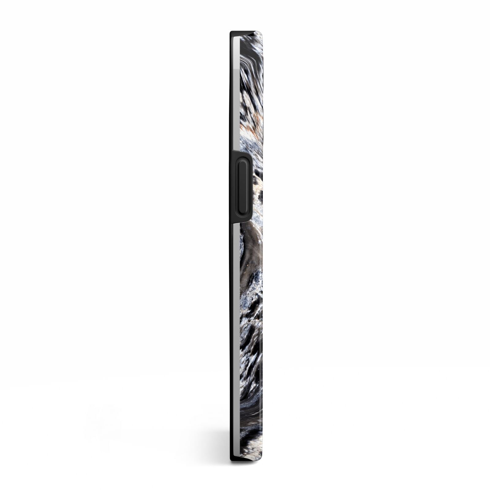 Custom Black Swirl Marble iPhone 13 Pro Side Image 3D Tough Case