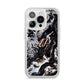 Custom Black Swirl Marble iPhone 14 Pro Clear Tough Case Silver