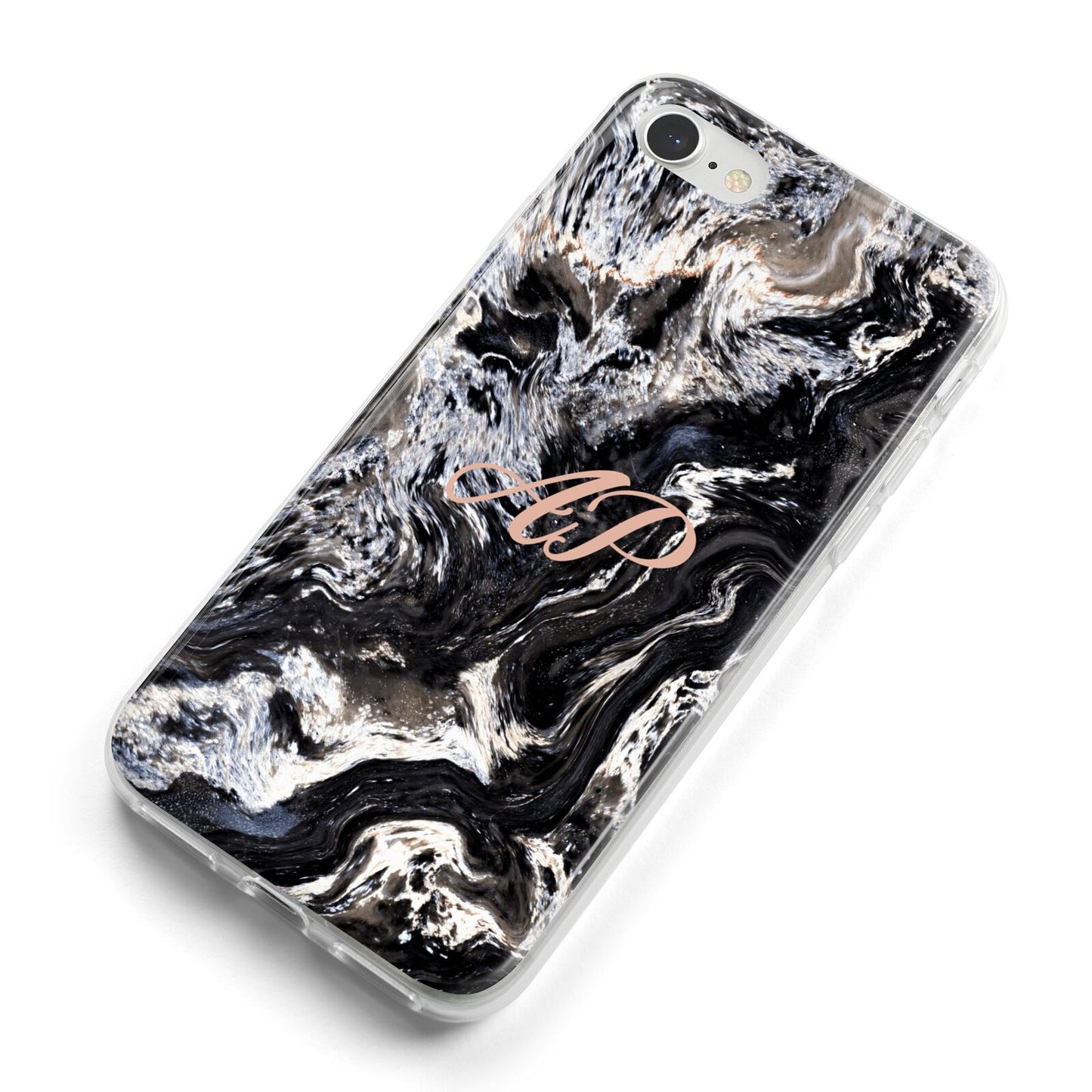 Custom Black Swirl Marble iPhone 8 Bumper Case on Silver iPhone Alternative Image
