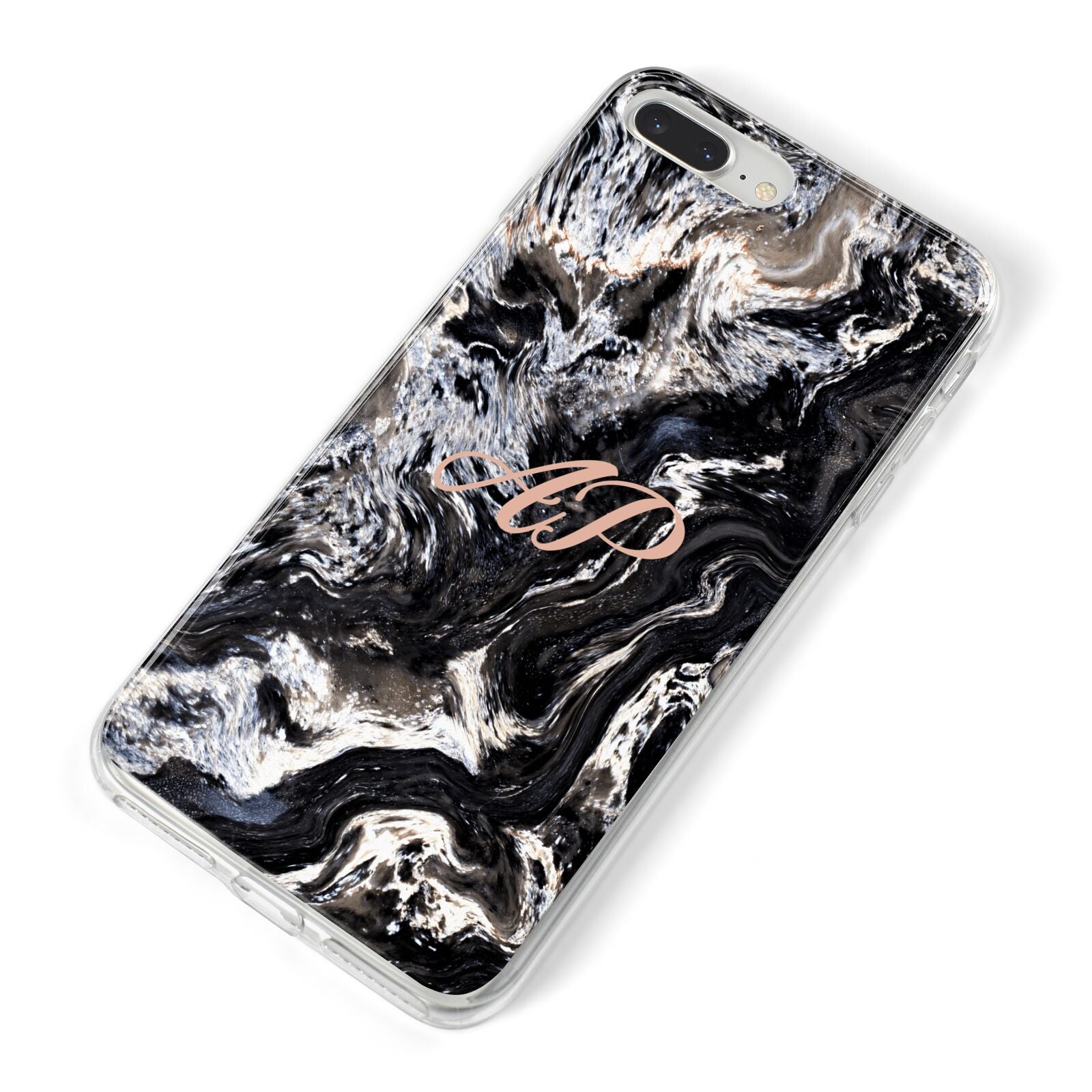 Custom Black Swirl Marble iPhone 8 Plus Bumper Case on Silver iPhone Alternative Image