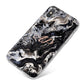 Custom Black Swirl Marble iPhone X Bumper Case on Silver iPhone