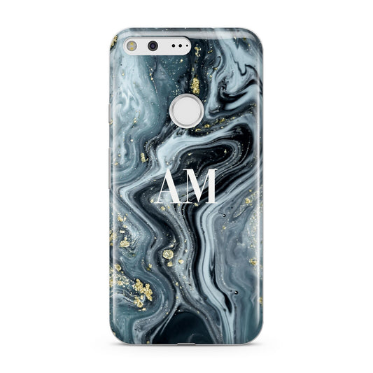 Custom Blue Swirl Marble Google Pixel Case