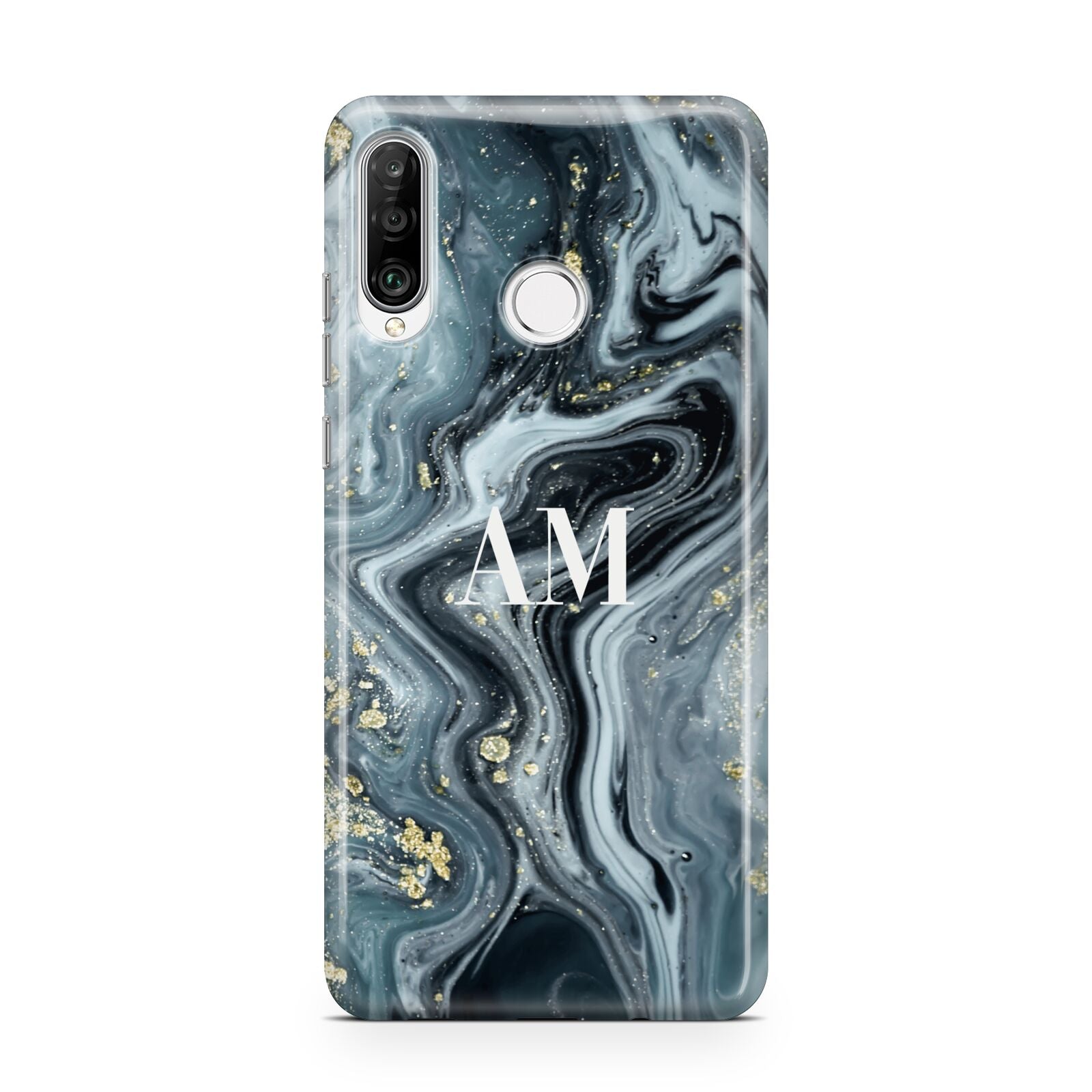 Custom Blue Swirl Marble Huawei P30 Lite Phone Case