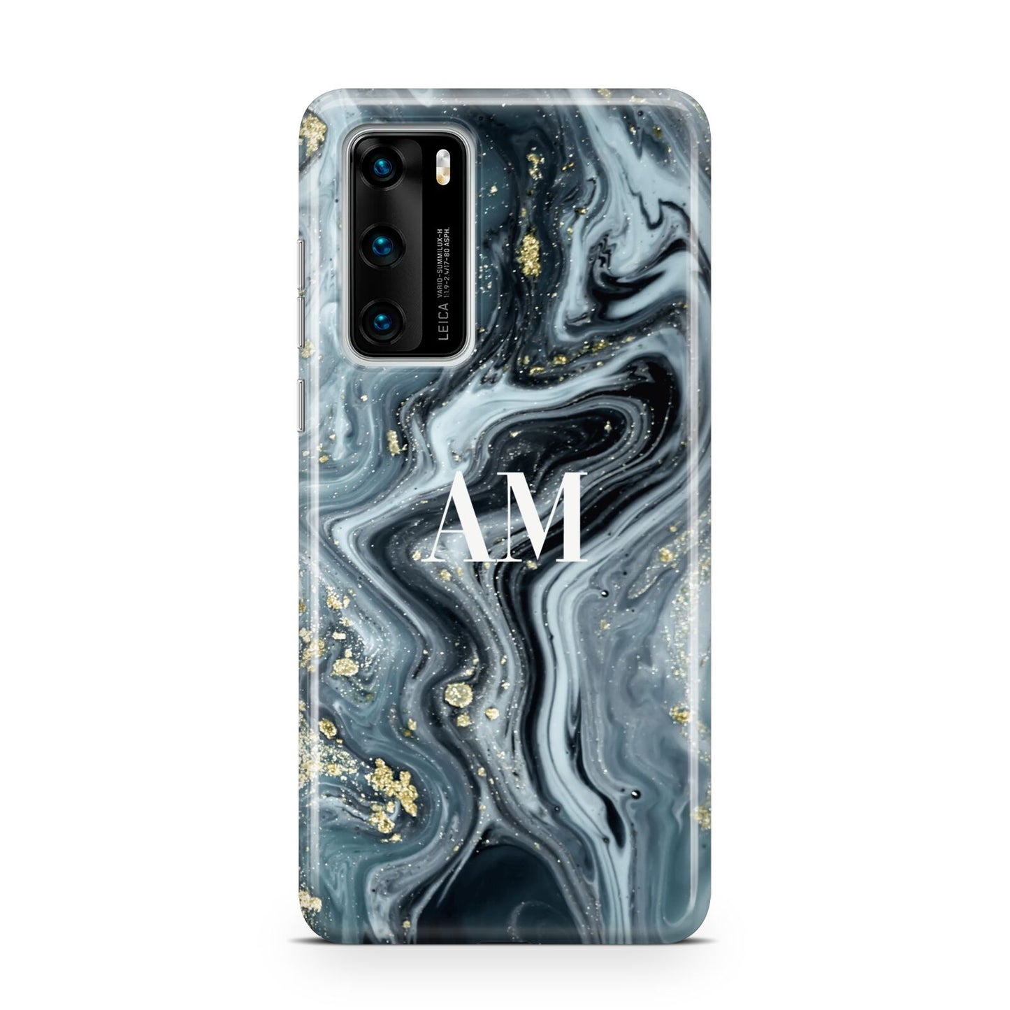 Custom Blue Swirl Marble Huawei P40 Phone Case