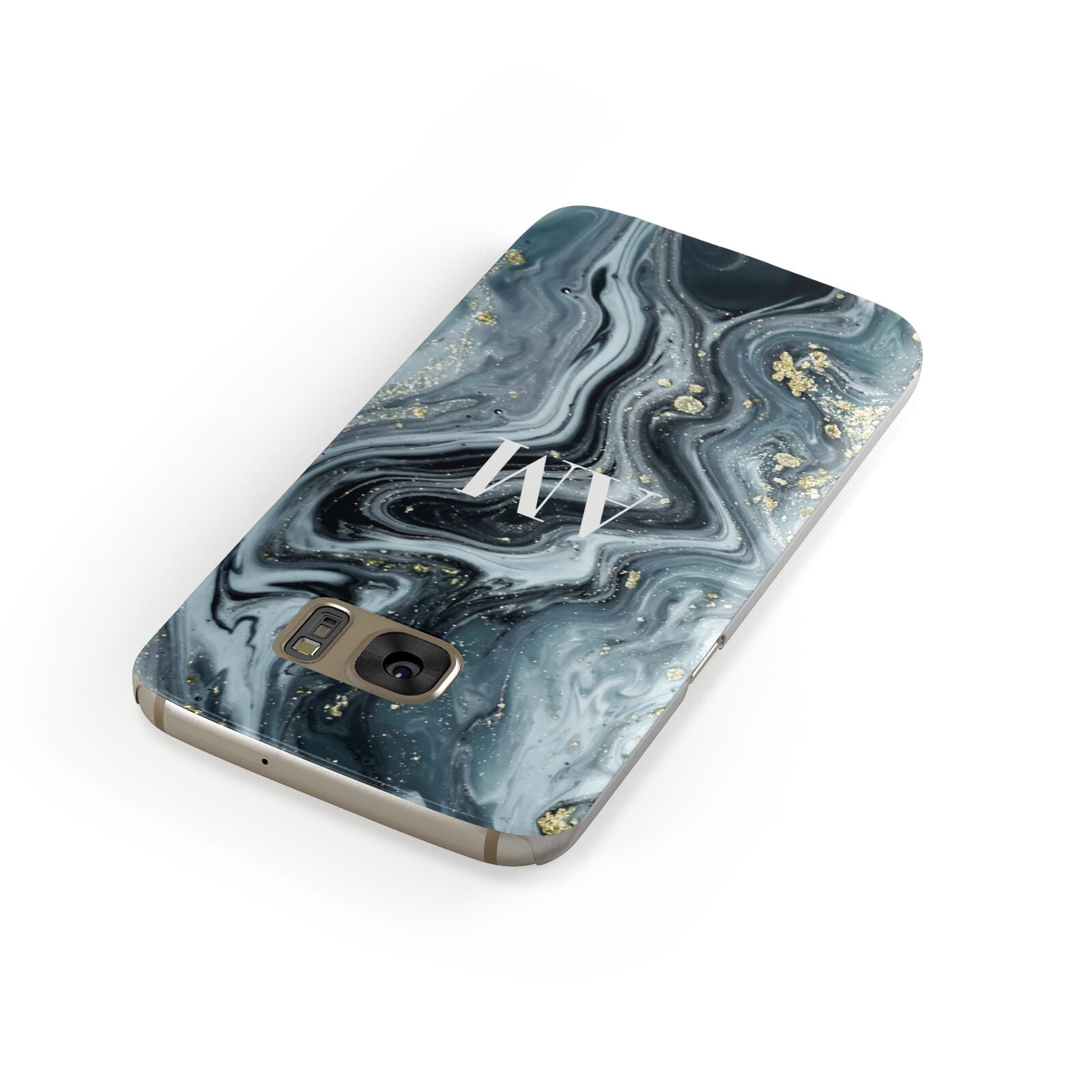 Custom Blue Swirl Marble Samsung Galaxy Case Front Close Up