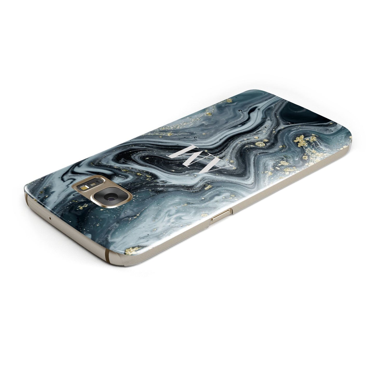 Custom Blue Swirl Marble Samsung Galaxy Case Top Cutout