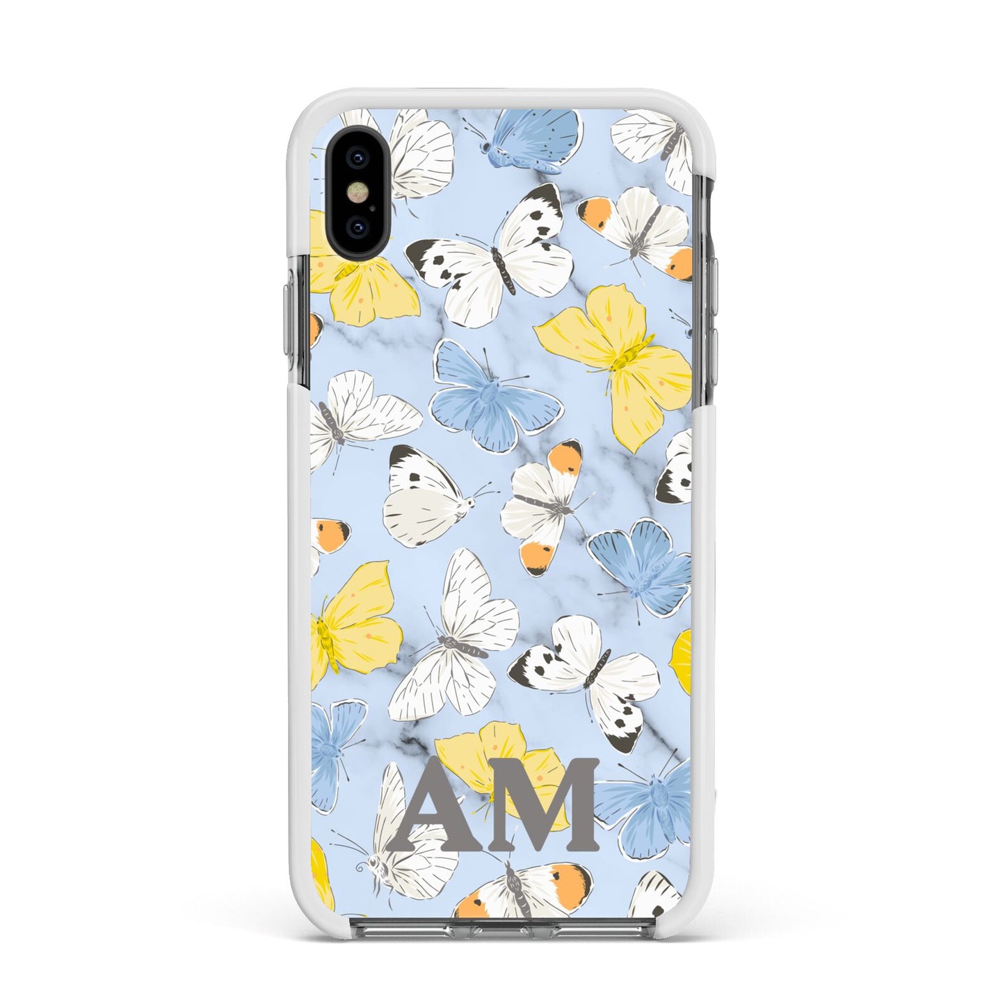 Custom Butterfly Apple iPhone Xs Max Impact Case White Edge on Black Phone