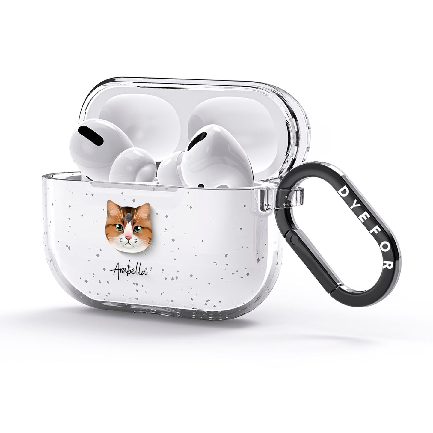 Custom Cat Illustration with Name AirPods Glitter Case 3rd Gen Side Image