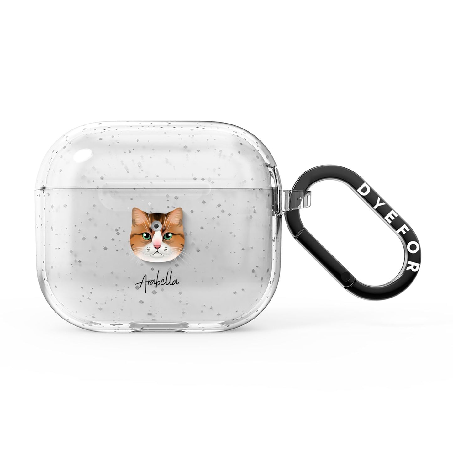 Custom Cat Illustration with Name AirPods Glitter Case 3rd Gen