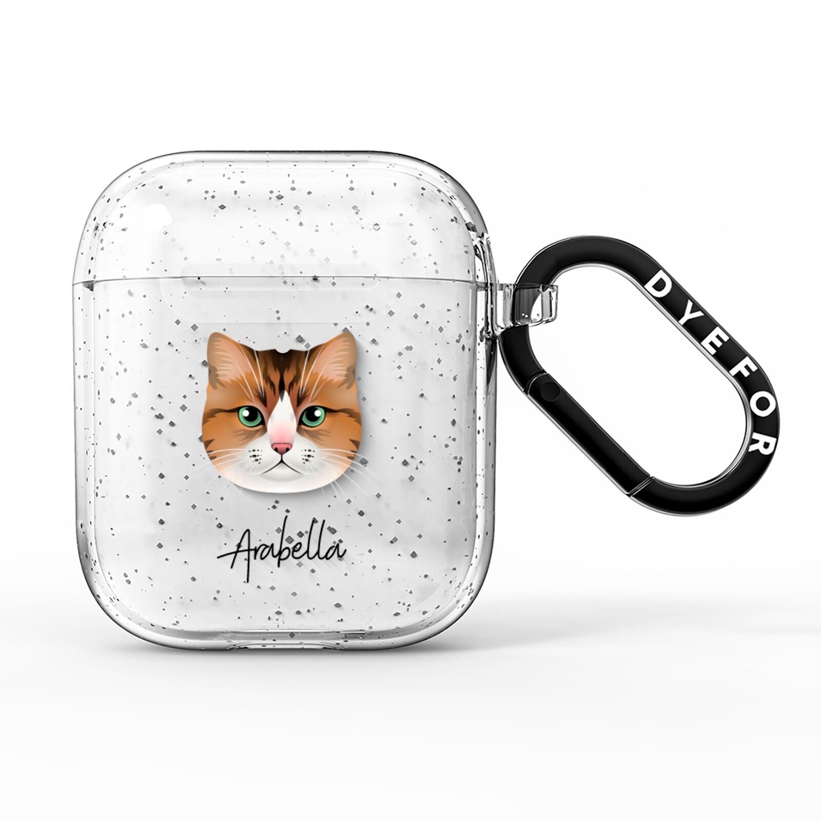 Custom Cat Illustration with Name AirPods Glitter Case
