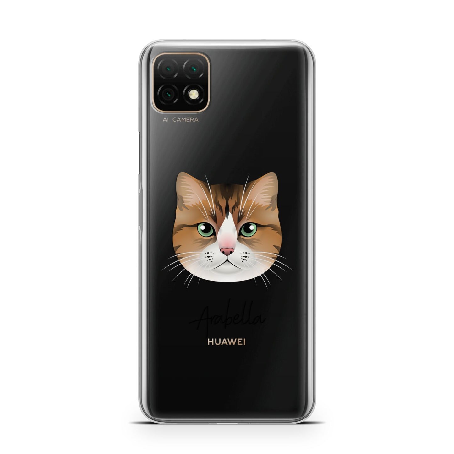 Custom Cat Illustration with Name Huawei Enjoy 20 Phone Case