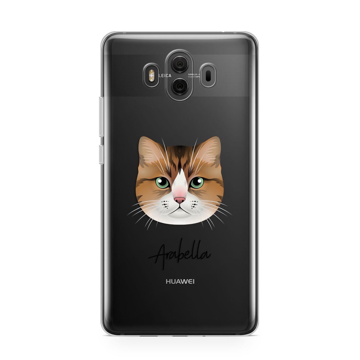 Custom Cat Illustration with Name Huawei Mate 10 Protective Phone Case